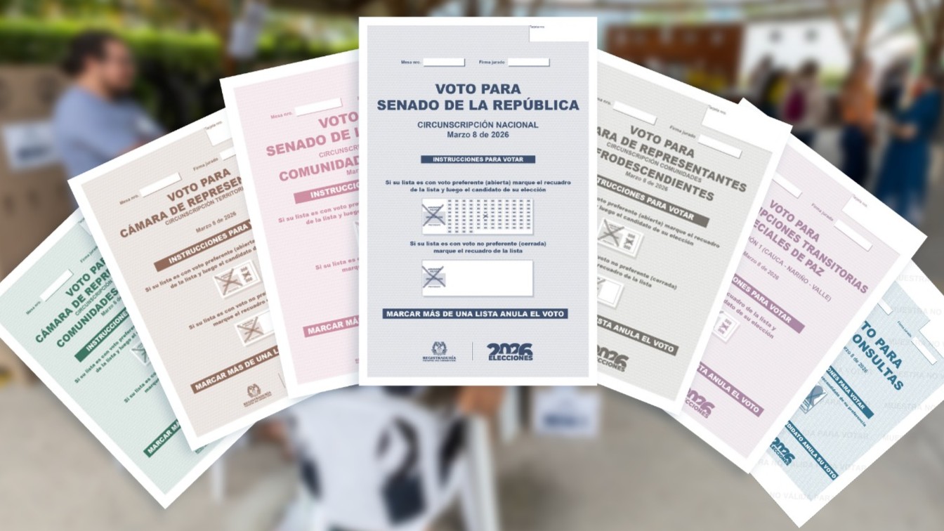 Tarjetas electorales para votar en las elecciones del Congreso en Colombia