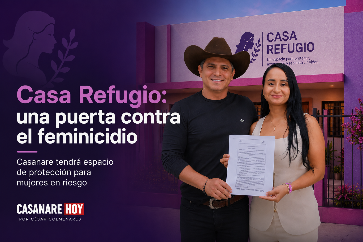 Anuncio de la Casa Refugio de Casanare para mujeres víctimas de violencia basada en género.