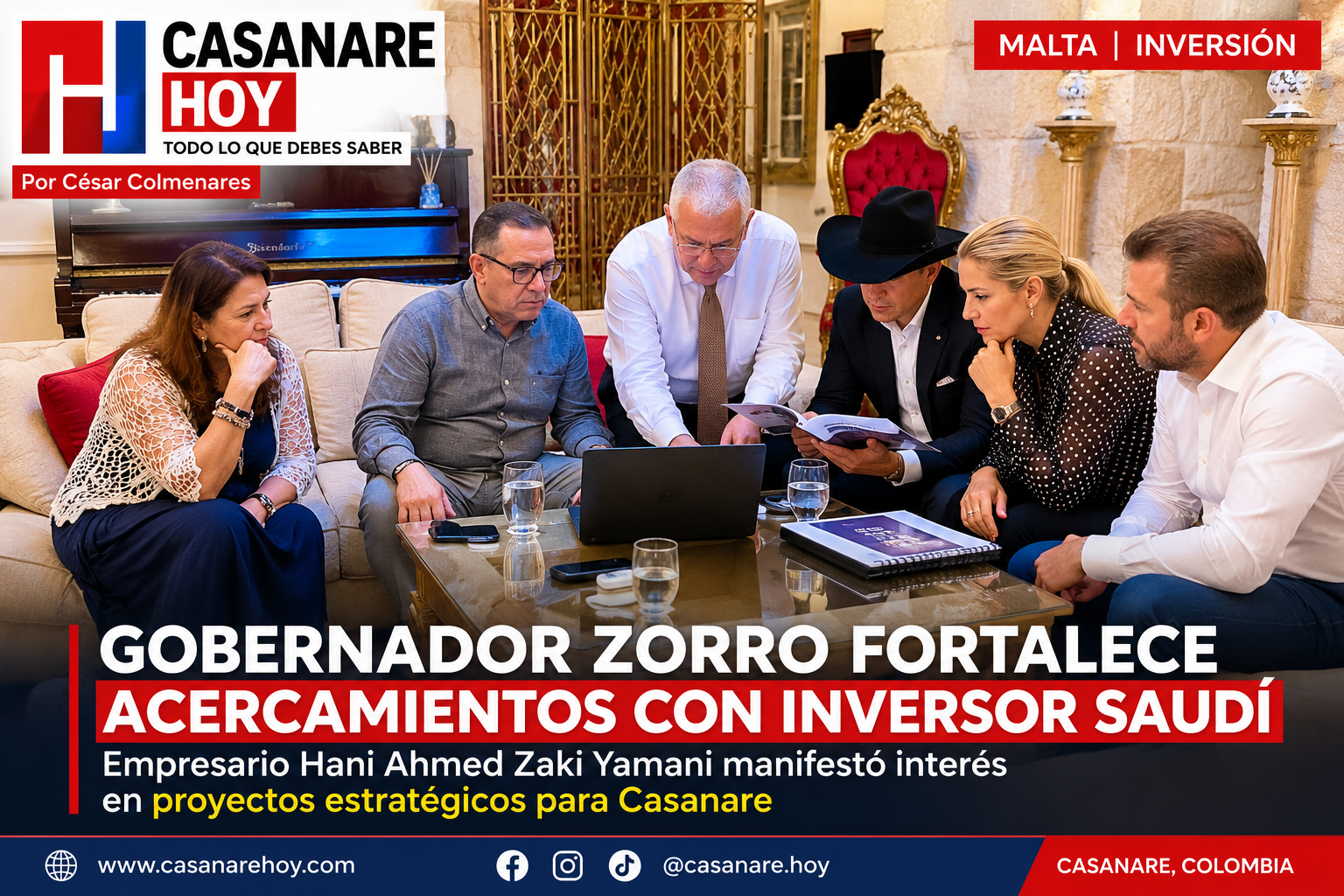 Reunión entre César Ortiz Zorro y el empresario saudí Hani Ahmed Zaki Yamani en Malta.